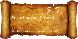 Pressburger Tibold névjegykártya
